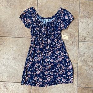 Blue floral peasant dress